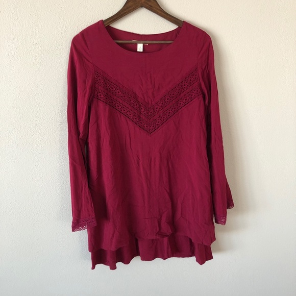 Miami jasmine bell sleeve tunic. Maroon. Size S - Picture 1 of 8